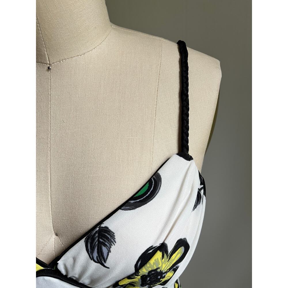Vintage Y2K Stretchy Floral Dress Small Braided Spaghetti‎ Straps Cocktail - Picture 5 of 15